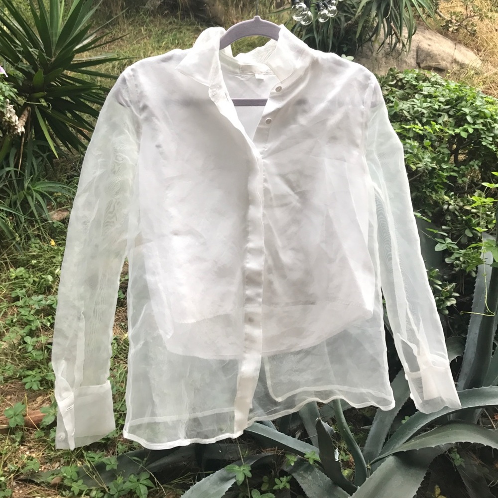 J.O.A. Unique White Button Up Blouse