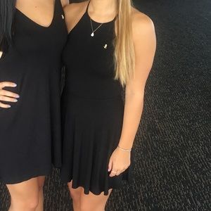 black lace up back dress