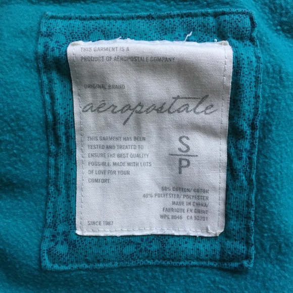 Teal Aeropostale 3/4 Sleeve Zip Up Sweatshirt - Picture 4 of 4