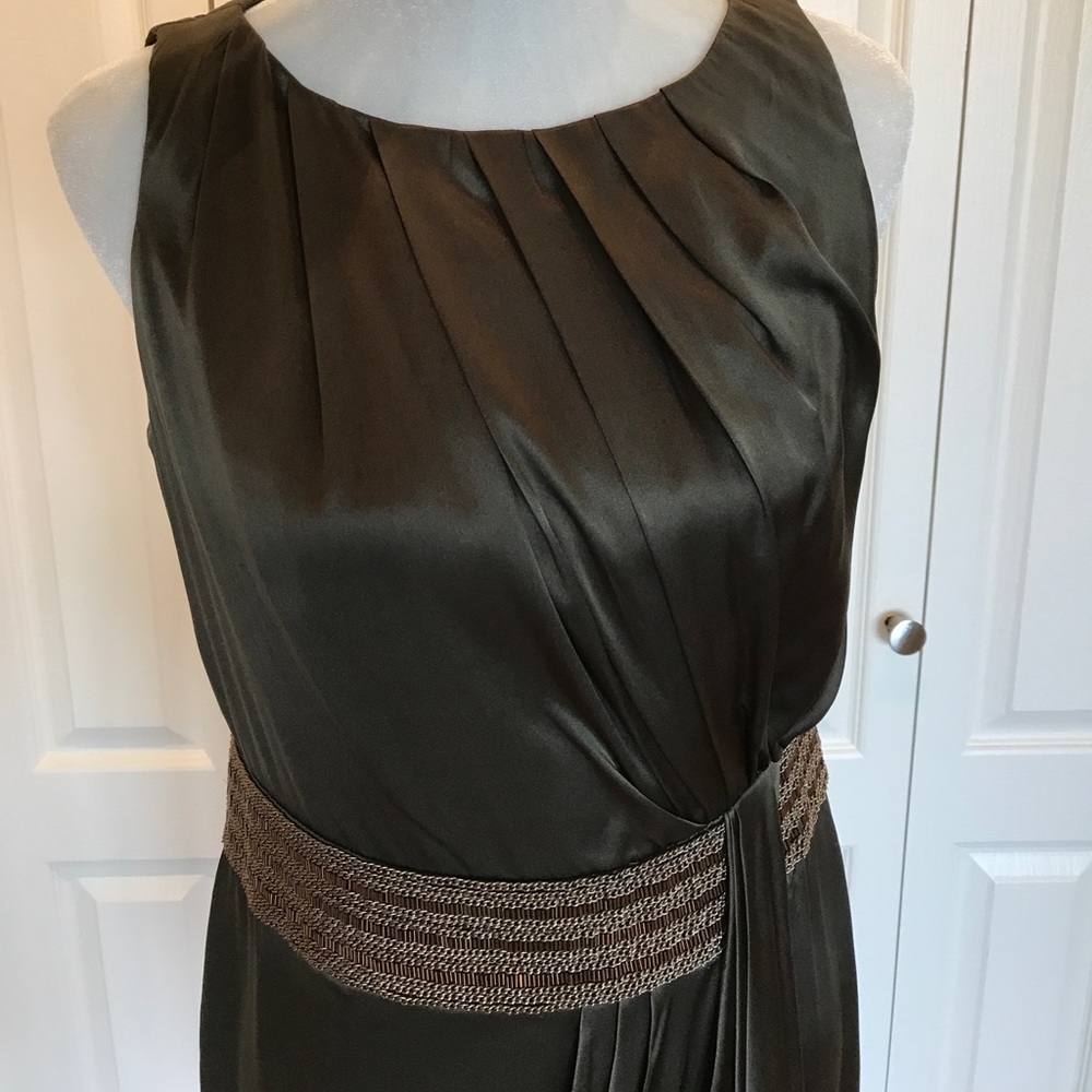 Carmen Marc Valvo olive green dress