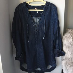 Never worn FREE PEOPLE DENIM jean dress SIZE SMALL