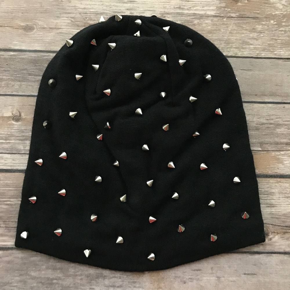 Studded Black Beanie Unisex One Size
