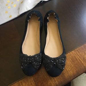 Tory Burch blue suede flats.