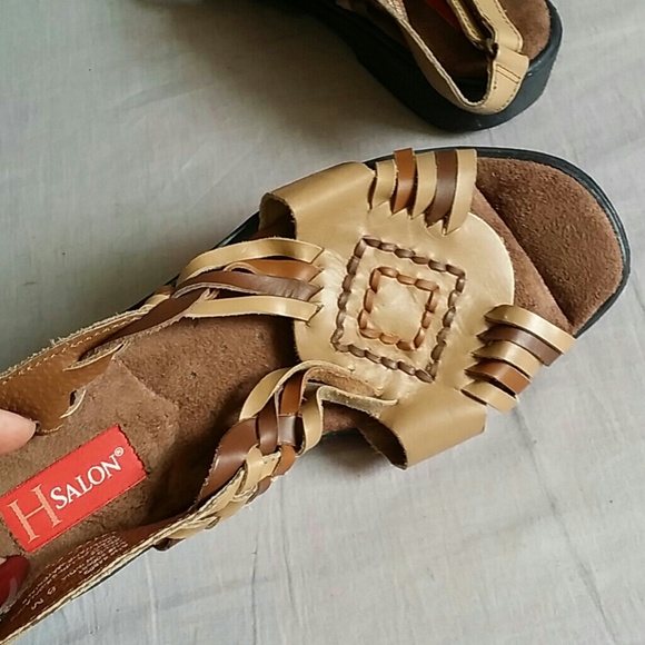 H SALON Sandals Brown/Tan 8 M Leather - Picture 5 of 5