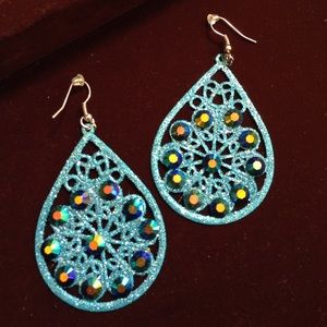 Peacock-esque earrings 💙