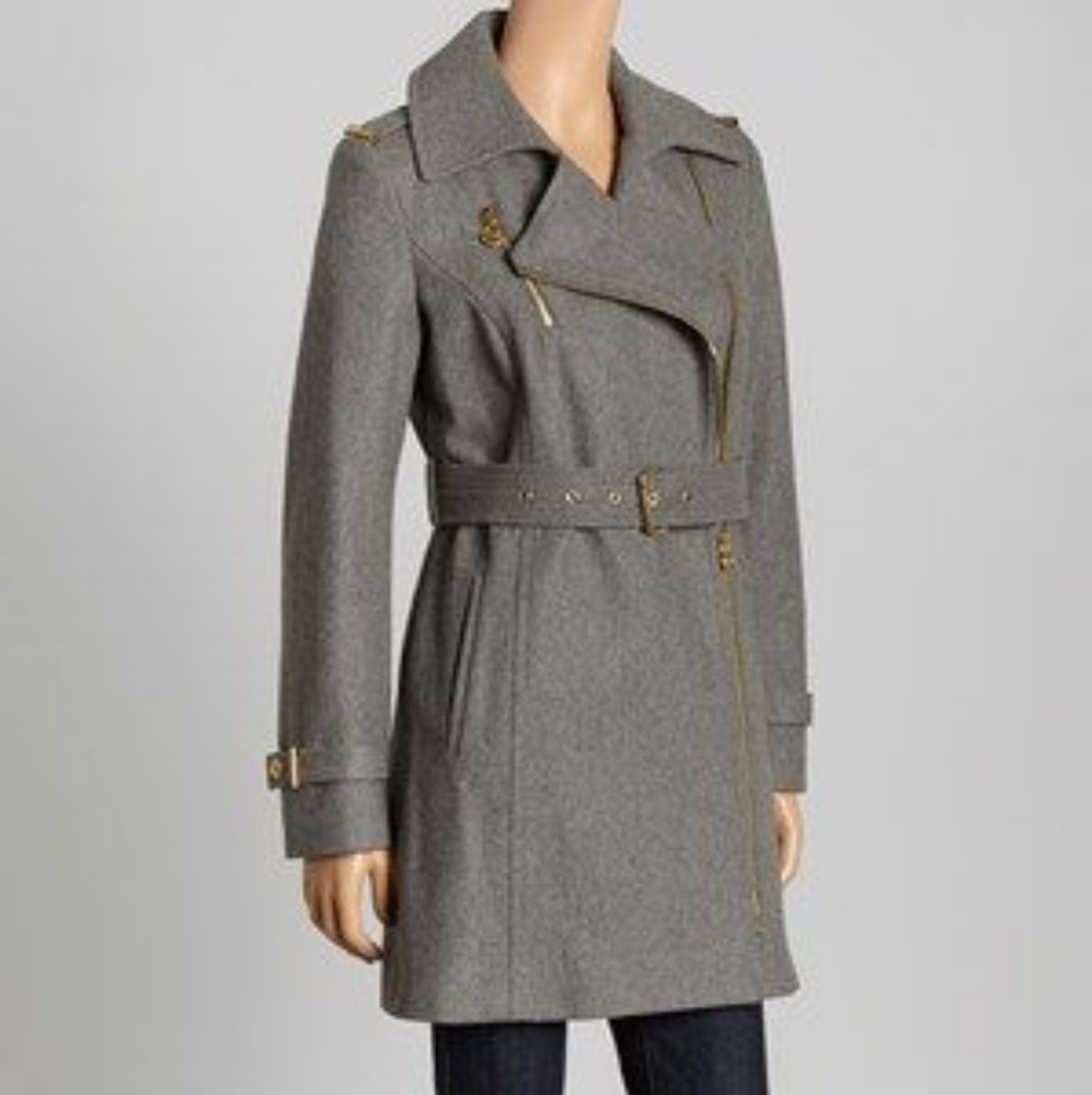 Stunning Grey Michael Kors Pea Coat with Belt