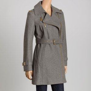 Stunning Grey Michael Kors Pea Coat with Belt
