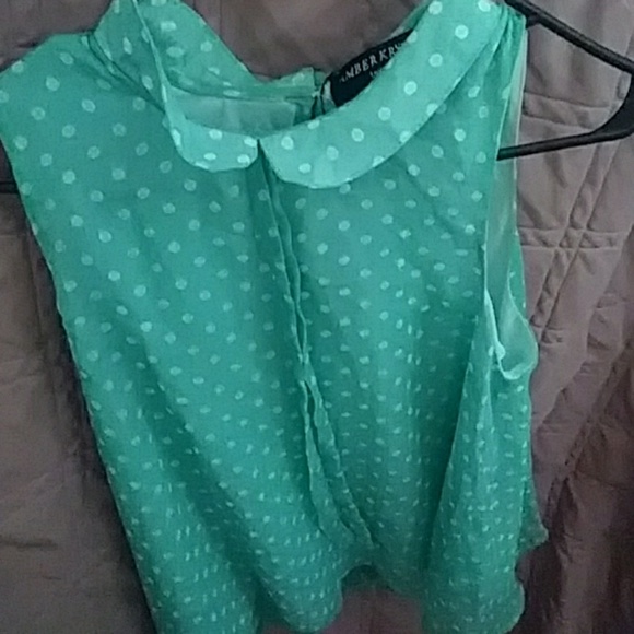 Teal Polkadot Blouse - Picture 1 of 3