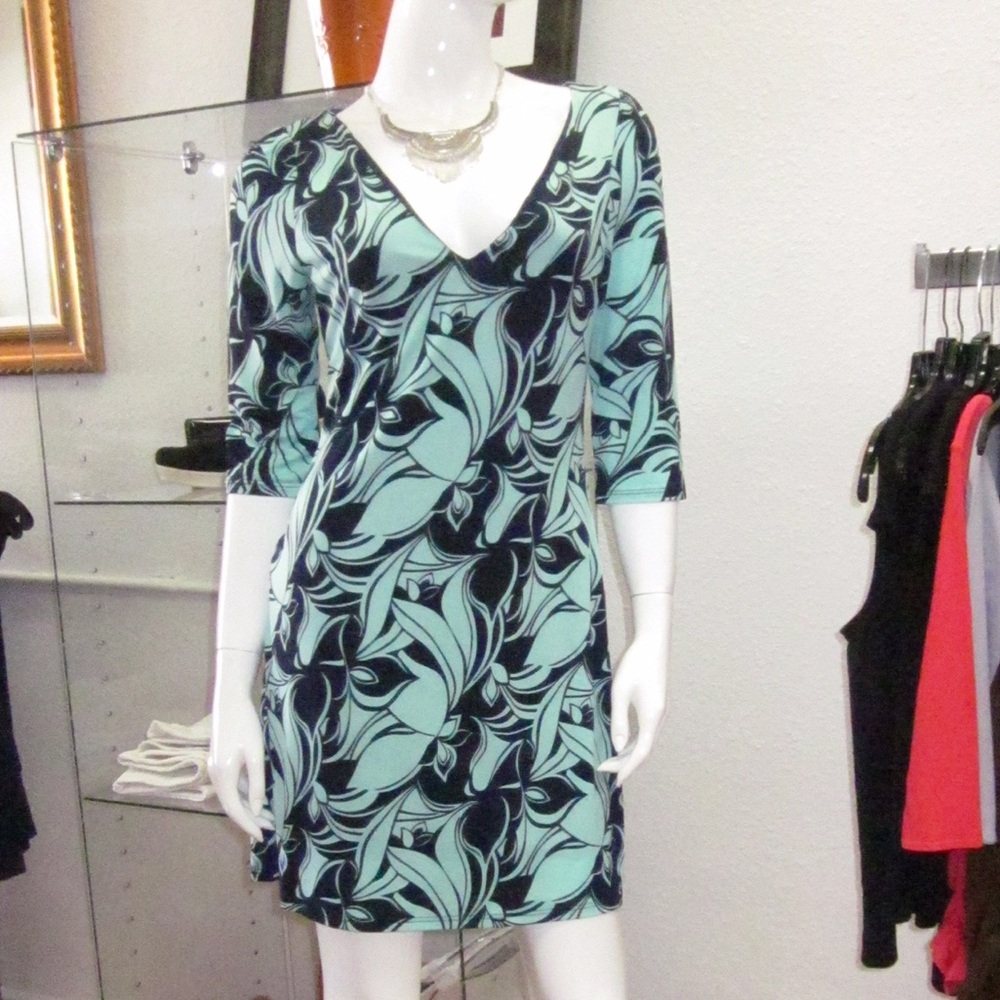 Summer Dress Extra Large, Floral, Teal Green