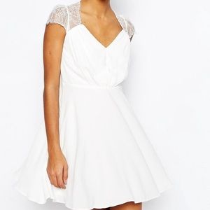 Asos Kate White Lace Chiffon Mini Dress