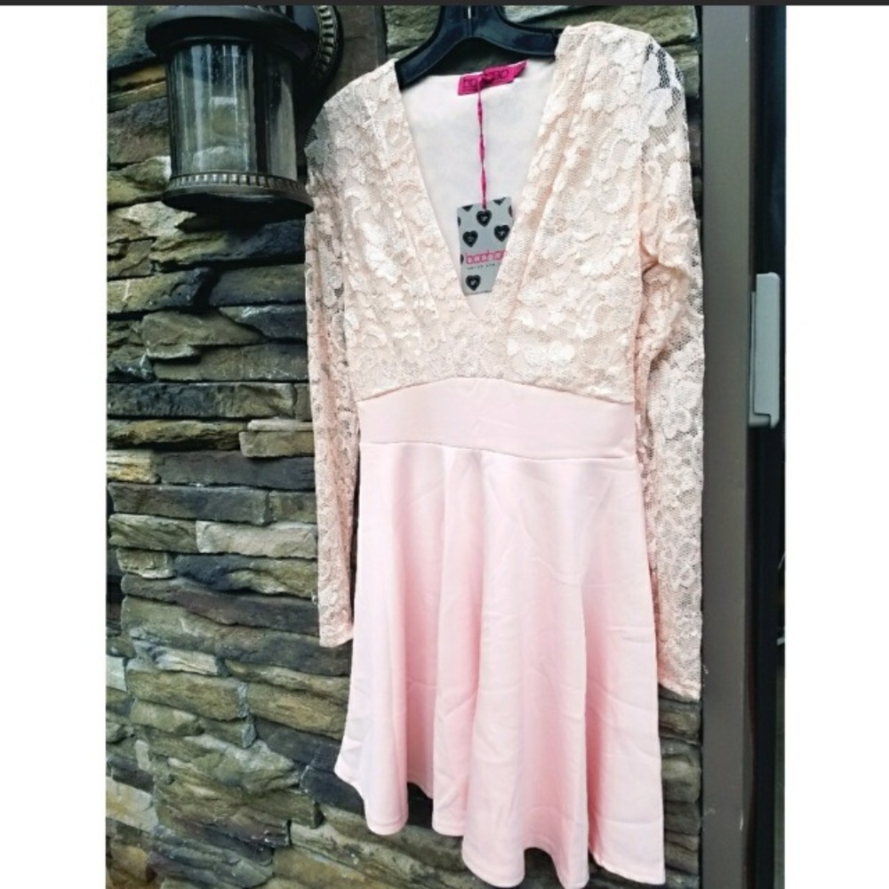 Amber lace too plunge neck skater dress