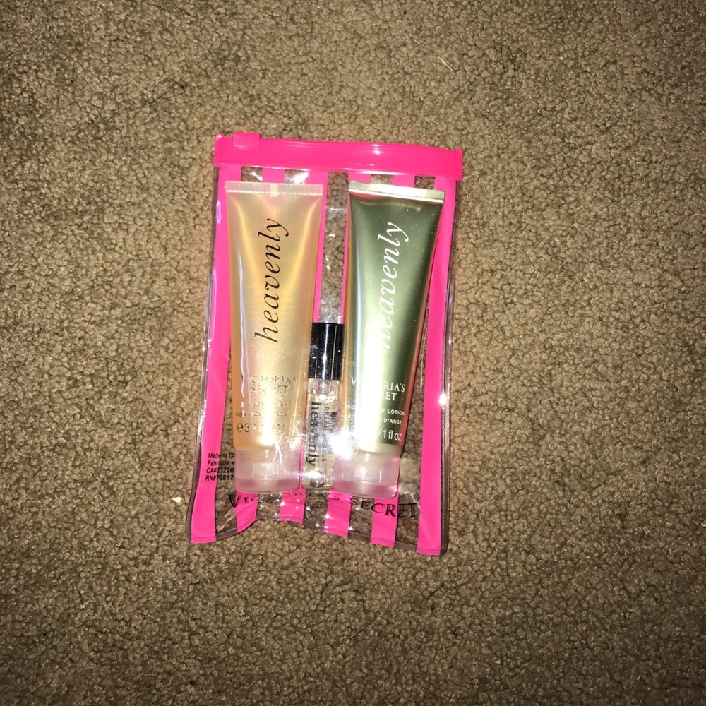 VS body wash, lotion, and sample perfume
