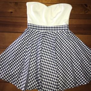 Strapless gingham dress