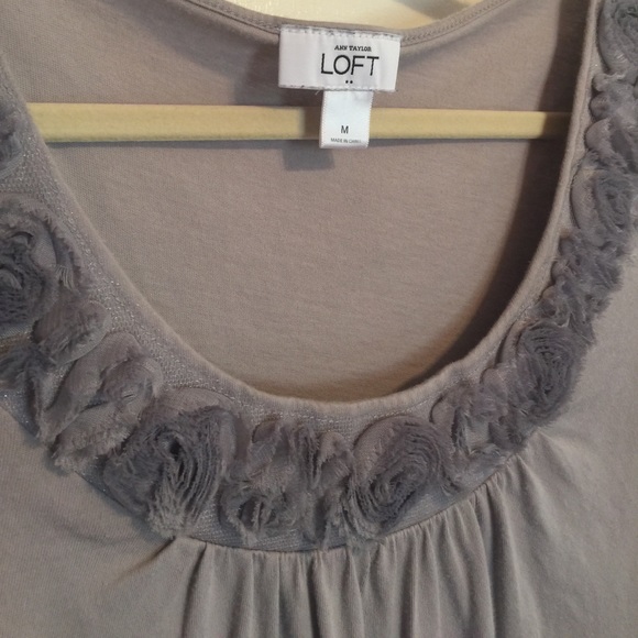 Ann Taylor Loft concrete grey embellished t-shirt - Picture 3 of 3