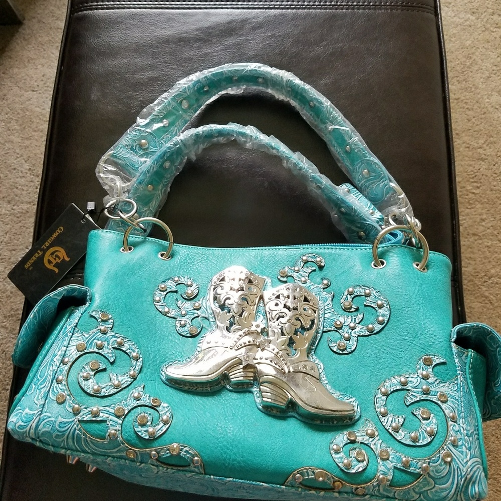 Cowboy trendy blue purse