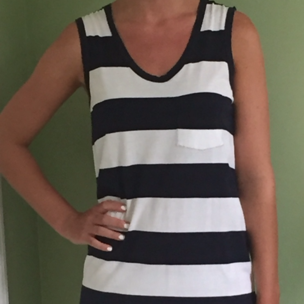 jcrew white and navy blue dress