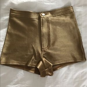 American Apparel High-Waist Gold Disco Shorts