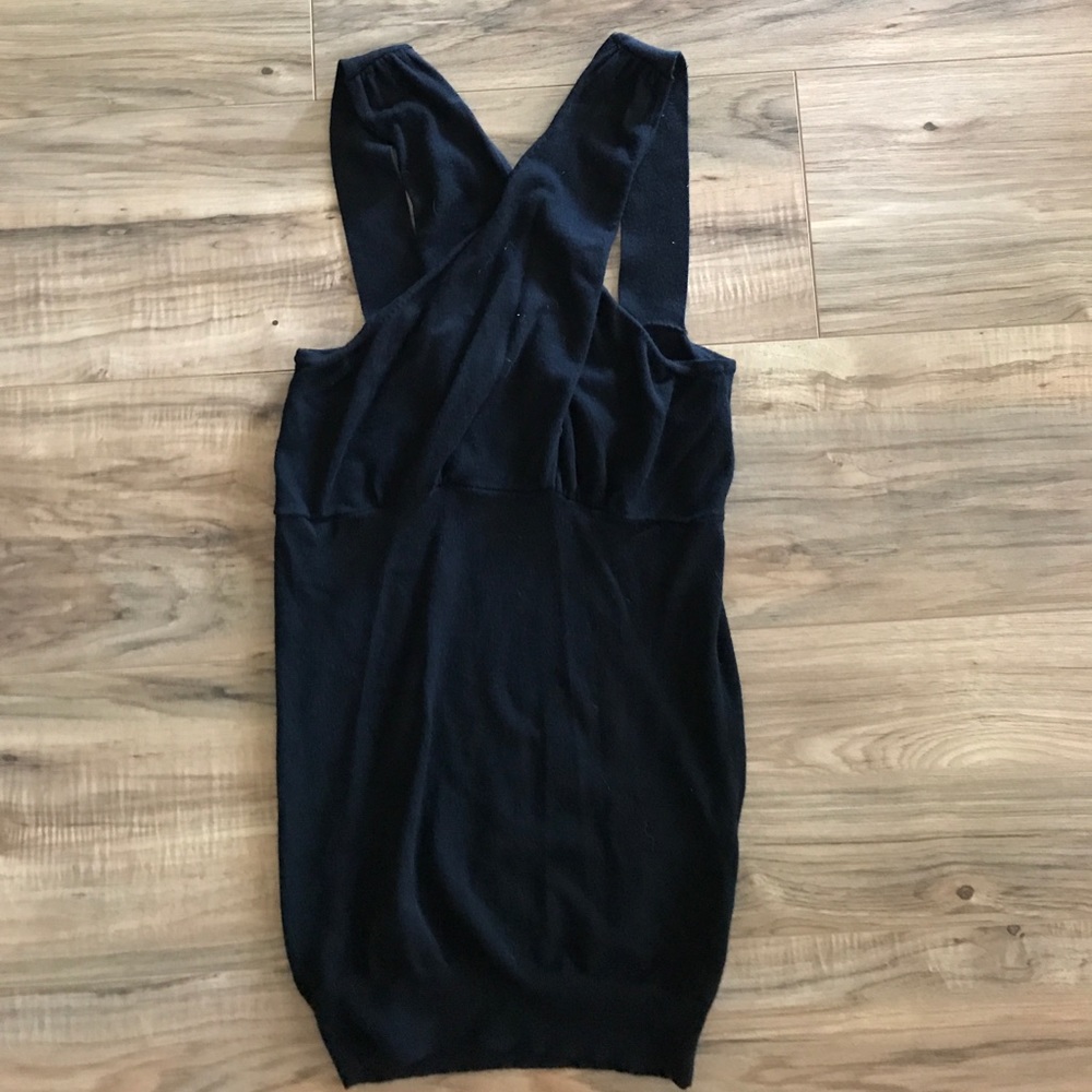 Black Express Cross-Cross Neck Top