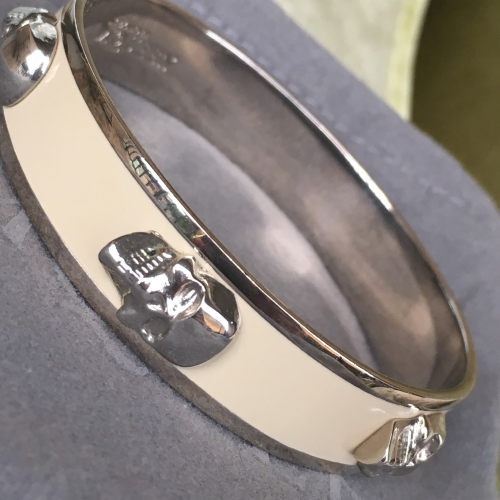 Alexander McQueen 3D Silver Skull Enamel Bracelet