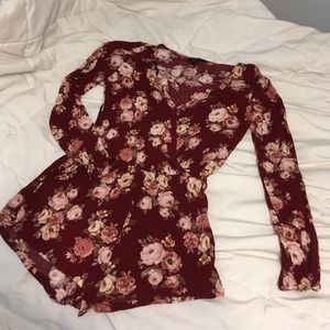 Forever21 burgundy floral romper