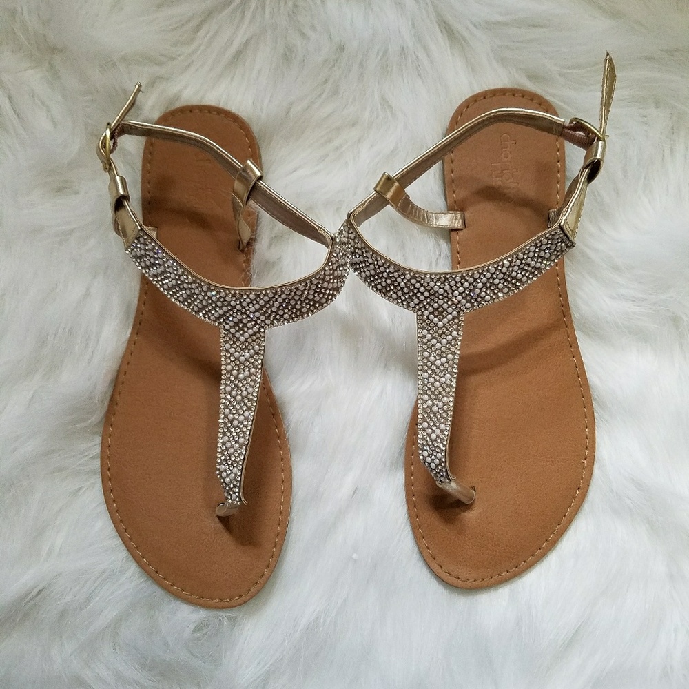 Jeweled T-Strap Sandals