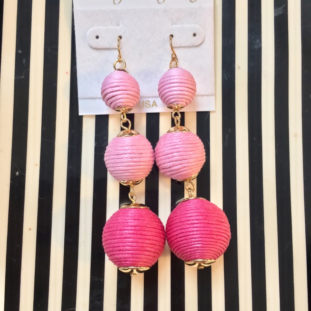 NWT pink ombré drop ball earrings