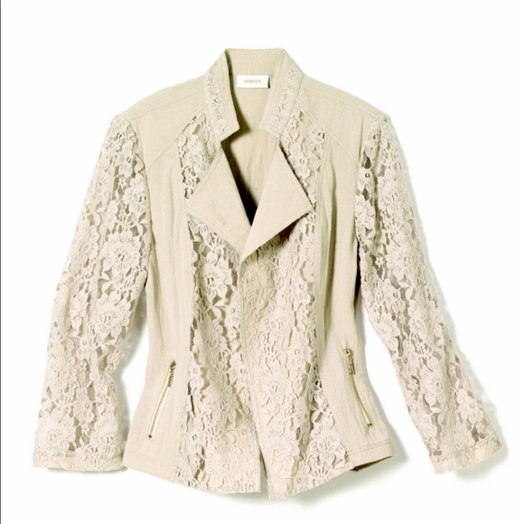 Chico's Jackets & Blazers - NWT Chicos lace Moto jacket with linen