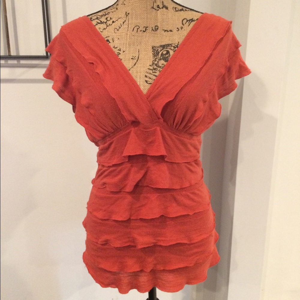 Burnt orange layered blouse