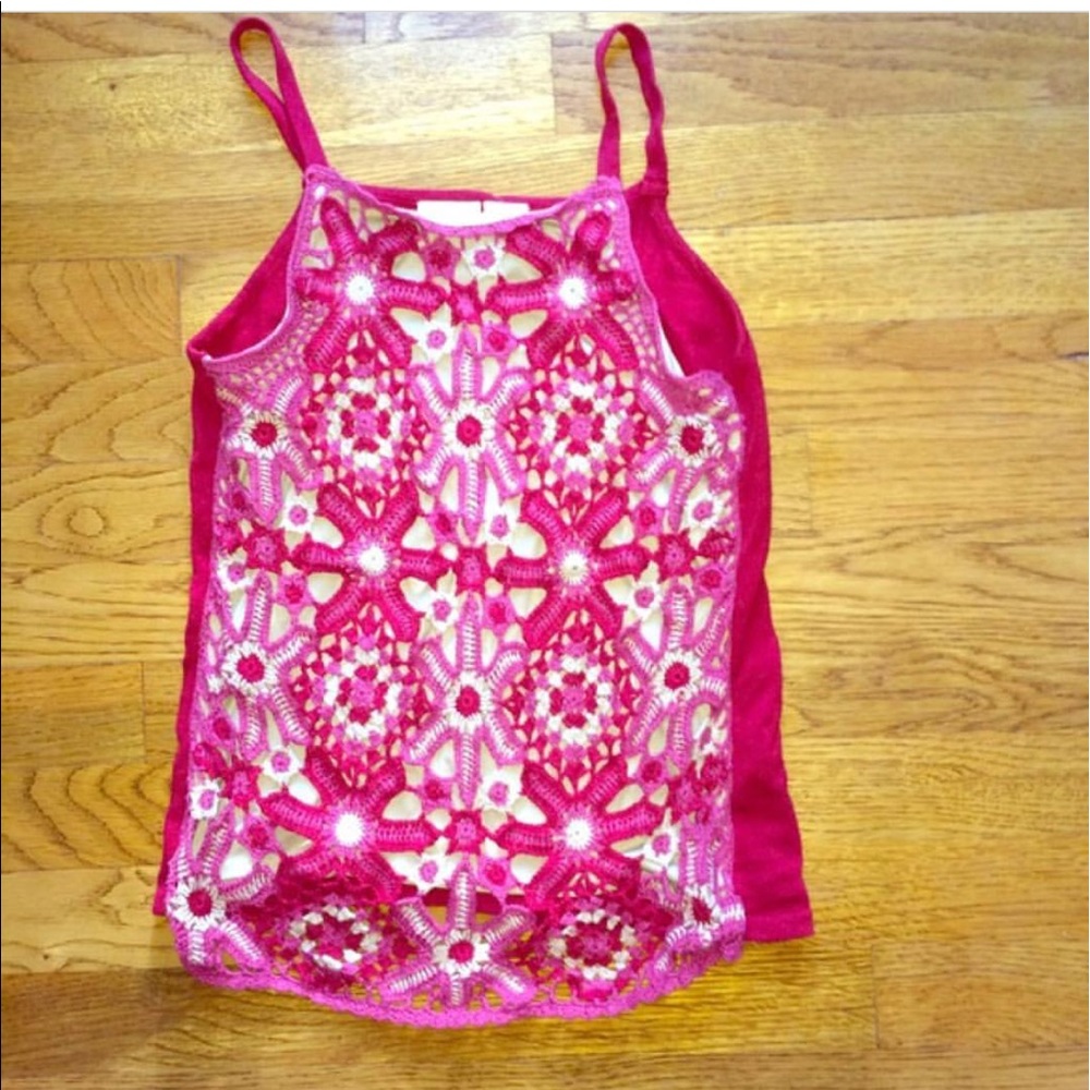 red and pink crochet tank top