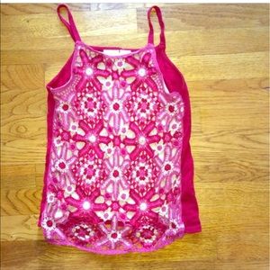 red and pink crochet tank top