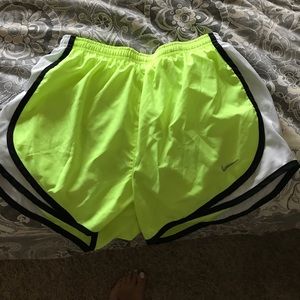 Nike tempo running shorts neon yellow with black