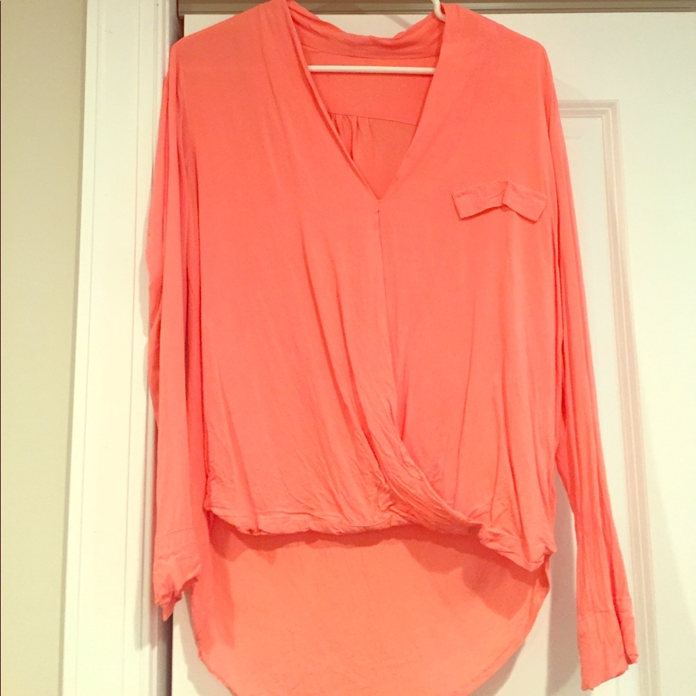 Long sleeve salmon blouse