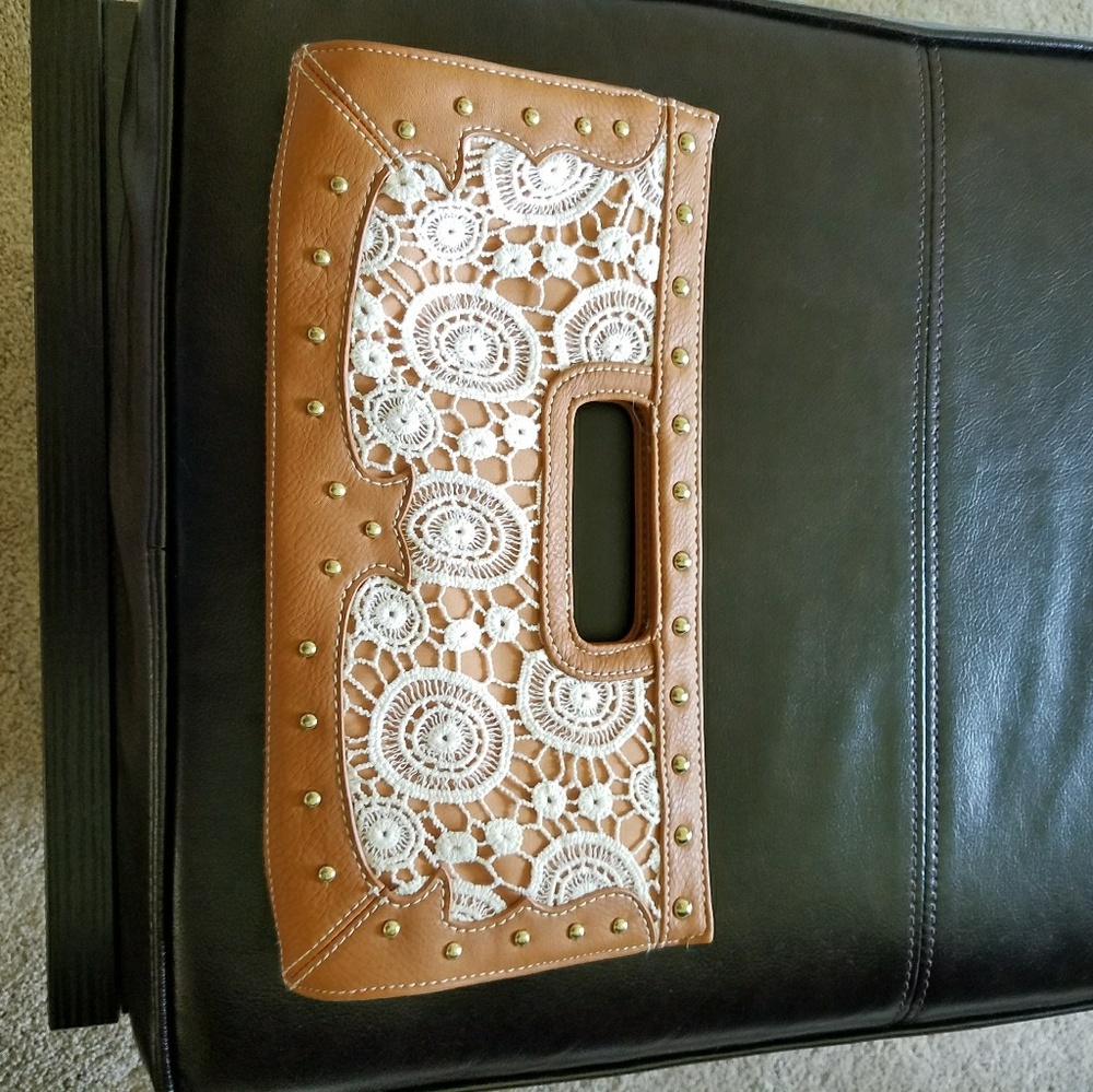 Cato Brown leather clutch