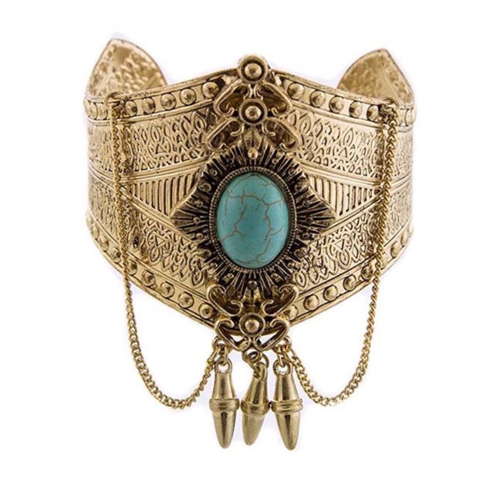 Gold and Turquoise Cuff Bracelet