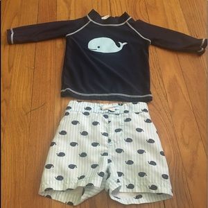 3-6 month boy baiting suit and sun protector shirt