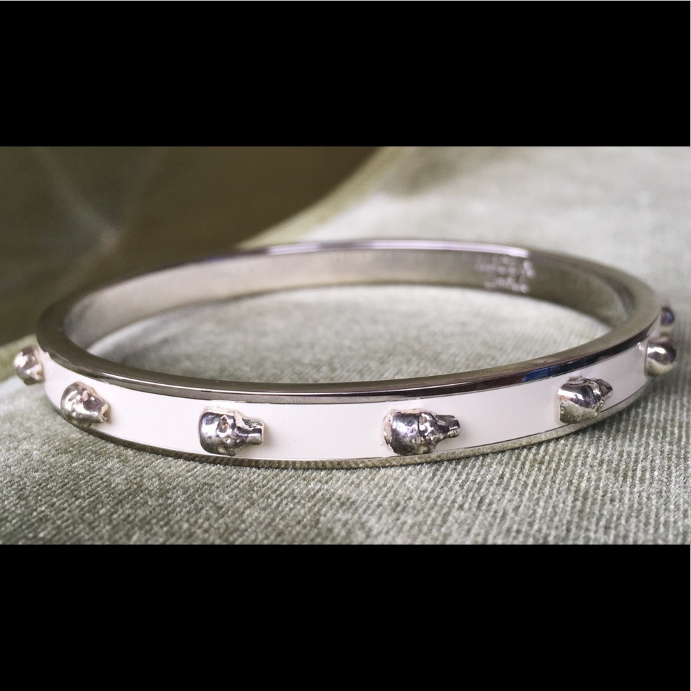 Alexander McQueen Enamel Silver 3D Skull Bracelet