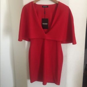 Caped Plunge Bodycon Dress