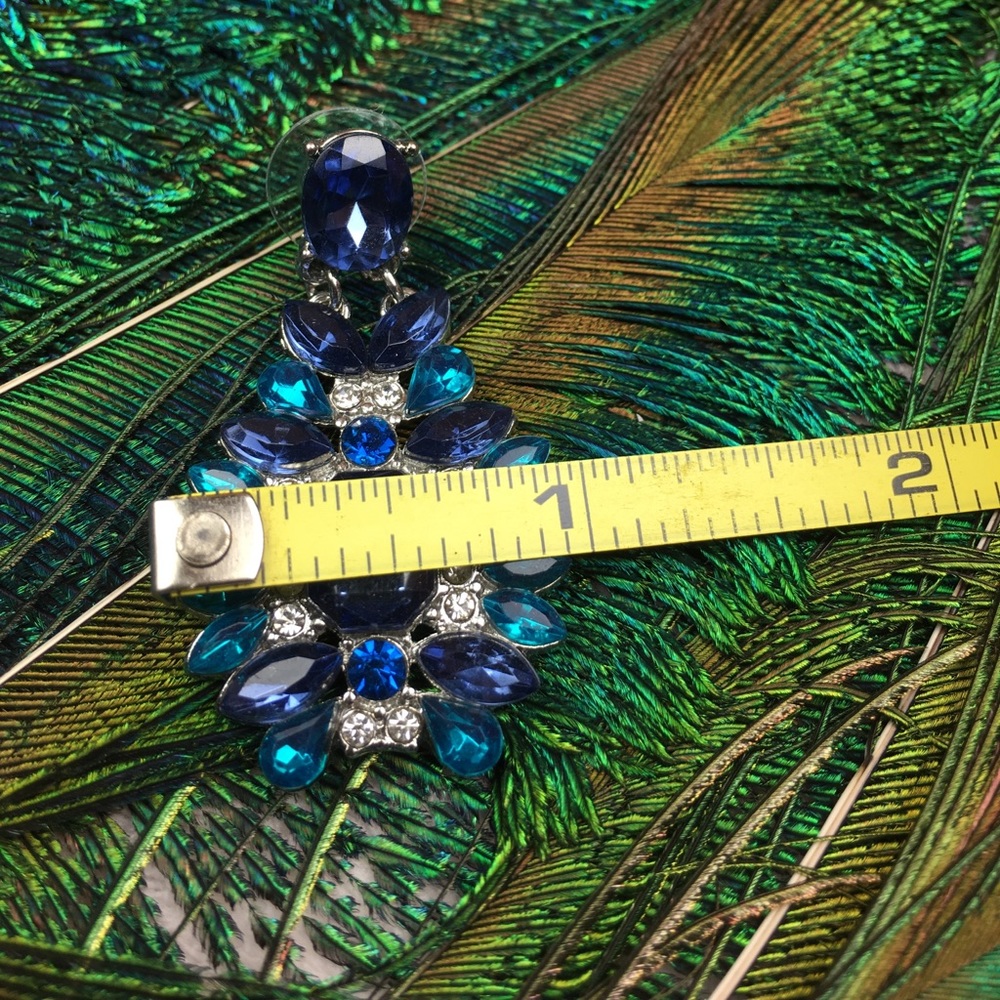 Blue Statement Earrings - Picture 7 of 7