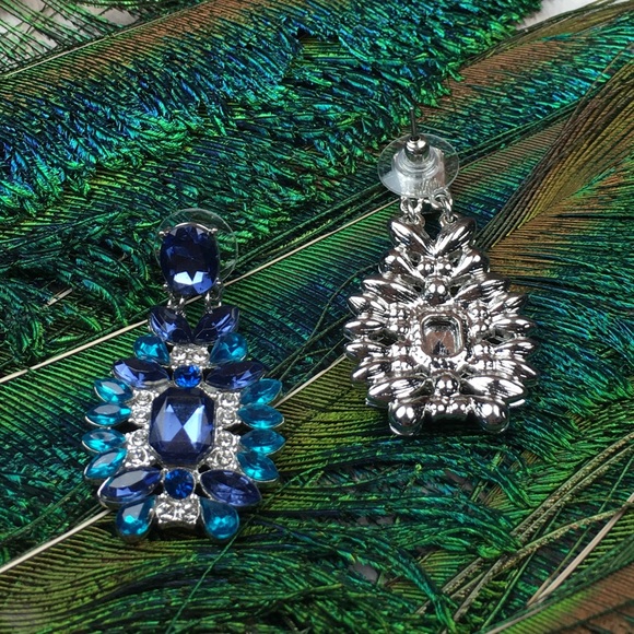 Blue Statement Earrings - Picture 5 of 7