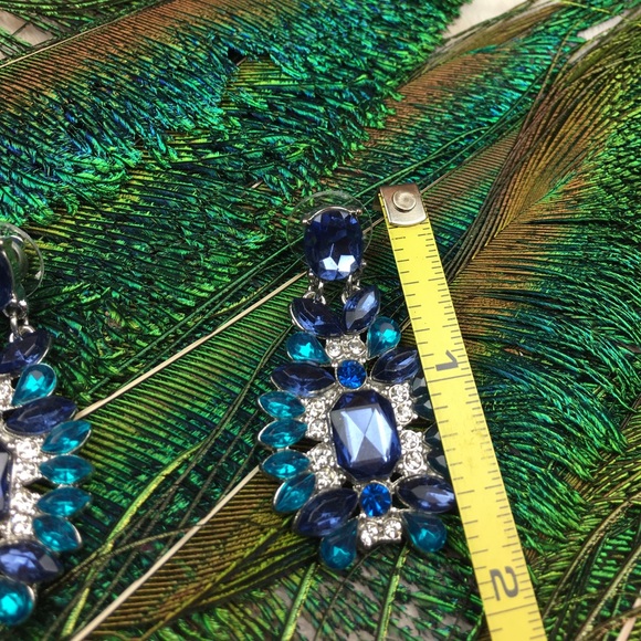 Blue Statement Earrings - Picture 6 of 7