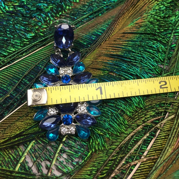 Blue Statement Earrings - Picture 7 of 7