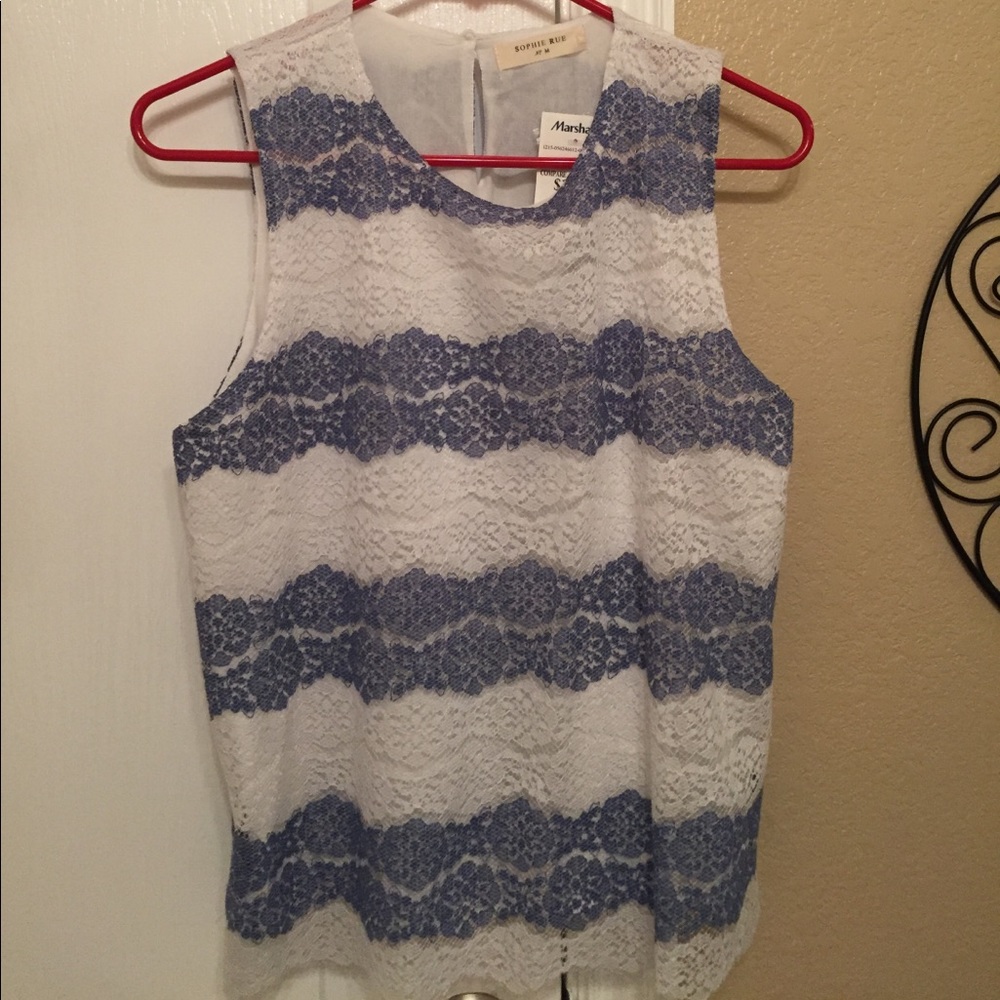 Blue and white striped tank top
