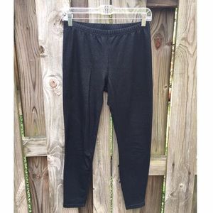 Denim textured black leggings