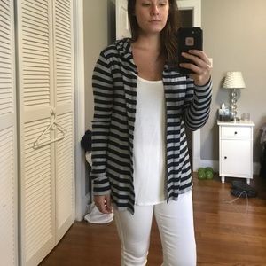 Grey and Navy Striped Sweater