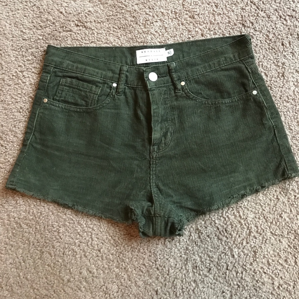Kendall & Kylie Dark Green High-Waisted Shorts