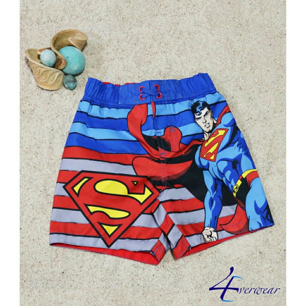 SUPERMAN  BOYS'  STRIPED  SWIM  TRUNKS