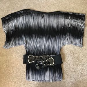 Beautiful black and white blouse with belt