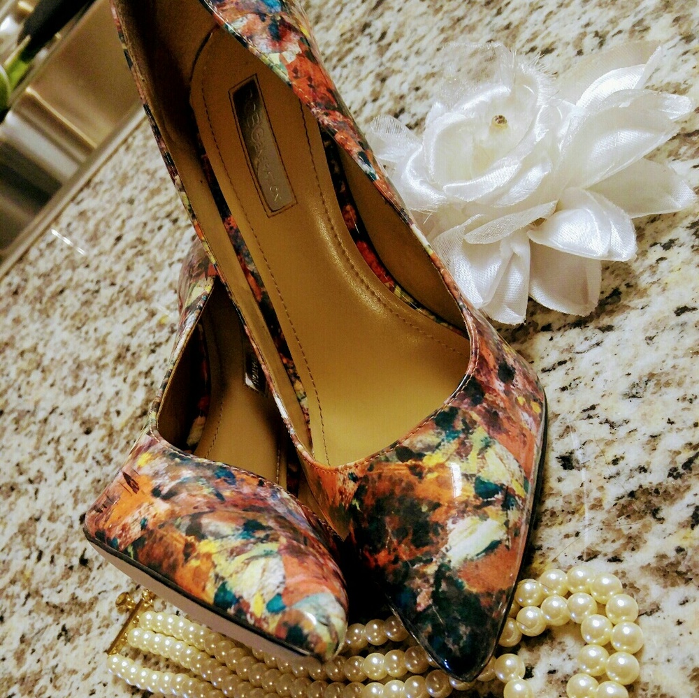 Multi colored floral heels