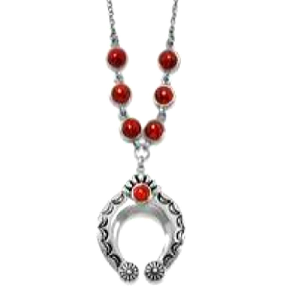 NWOT! OXIDIZED CRESCENT DYED CORAL NECKLACE