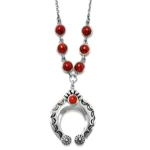 NWOT! OXIDIZED CRESCENT DYED CORAL NECKLACE